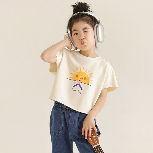 선샤인티 아동 공용 여름 반팔 오버핏 티셔츠 5~13호